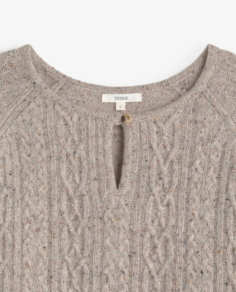 Yerse Wool Blend Cable Knit, Natural