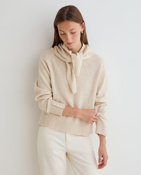 Yerse Wool Knit with optional Scarf, Ecru