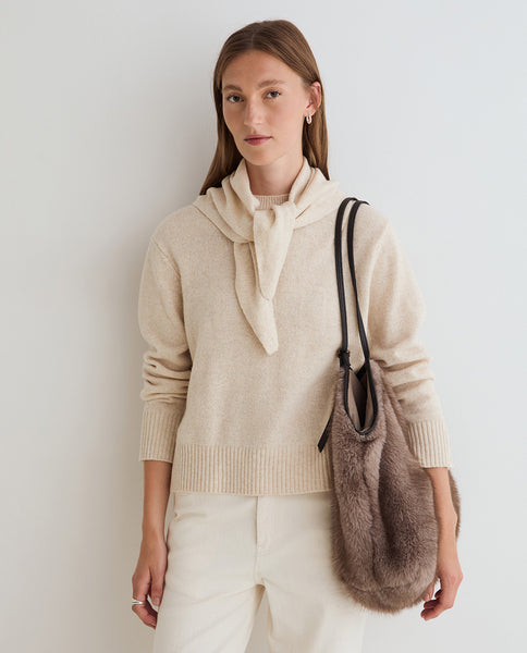 Yerse Wool Knit with optional Scarf, Ecru