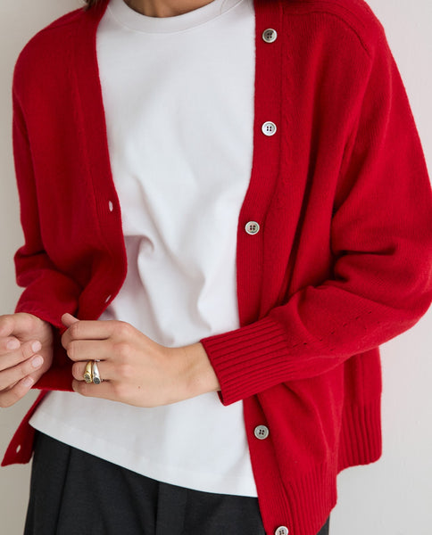 Yerse Cardigan with Scarf, Scarlet