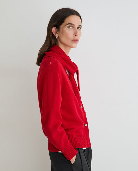 Yerse Cardigan with Scarf, Scarlet