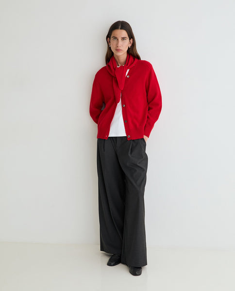 Yerse Cardigan with Scarf, Scarlet