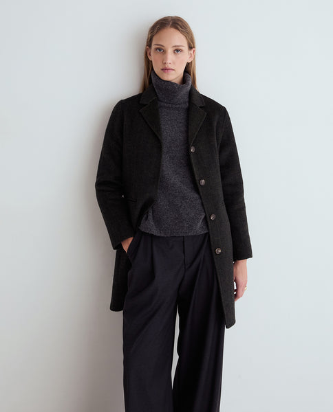 Yerse Handmade Herringbone Carcoat, Dark Green