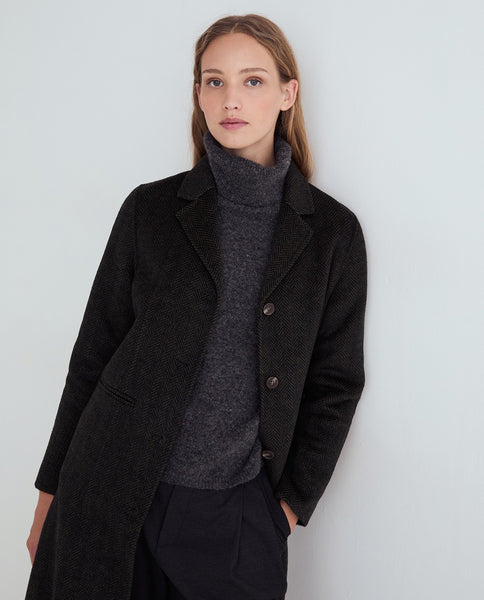 Yerse Handmade Herringbone Carcoat, Dark Green