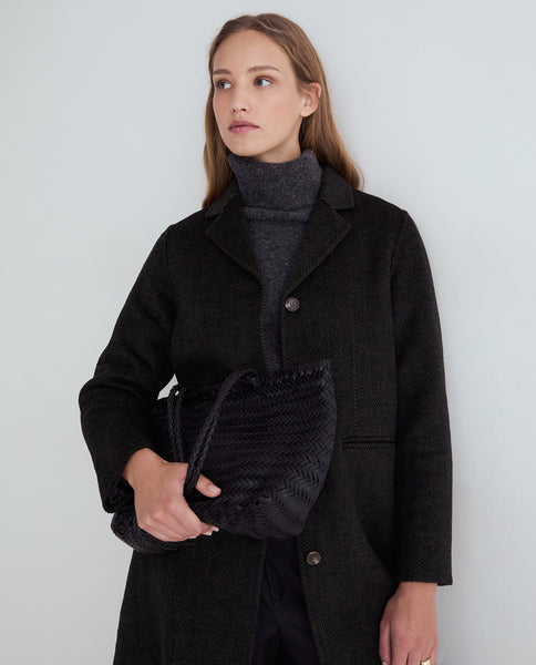 Yerse Handmade Herringbone Carcoat, Dark Green