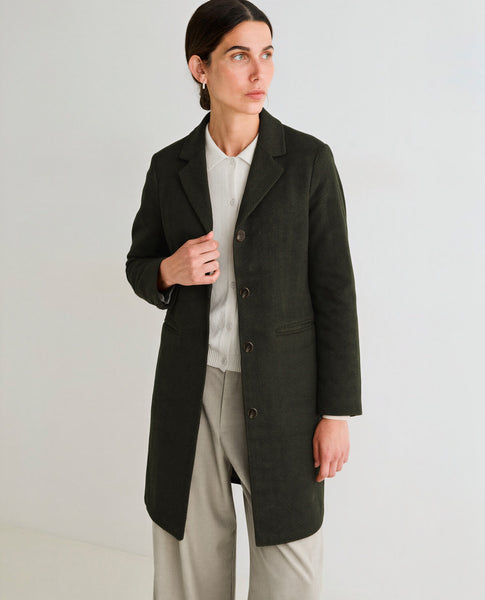 Yerse Handmade Herringbone Carcoat, Dark Green
