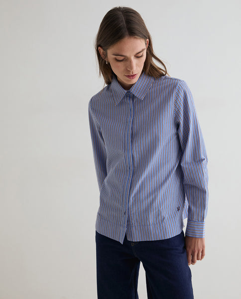 Yerse Organic Cotton Stripe Shirt, Blue