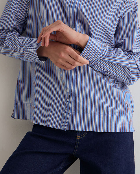 Yerse Organic Cotton Stripe Shirt, Blue