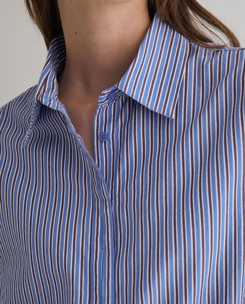 Yerse Organic Cotton Stripe Shirt, Blue