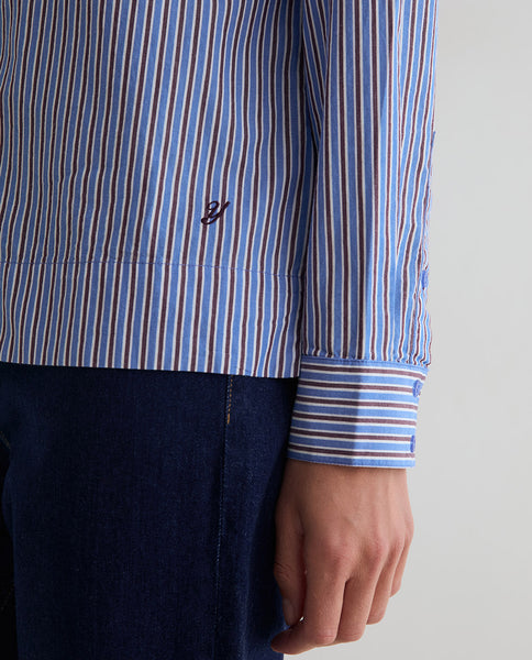 Yerse Organic Cotton Stripe Shirt, Blue