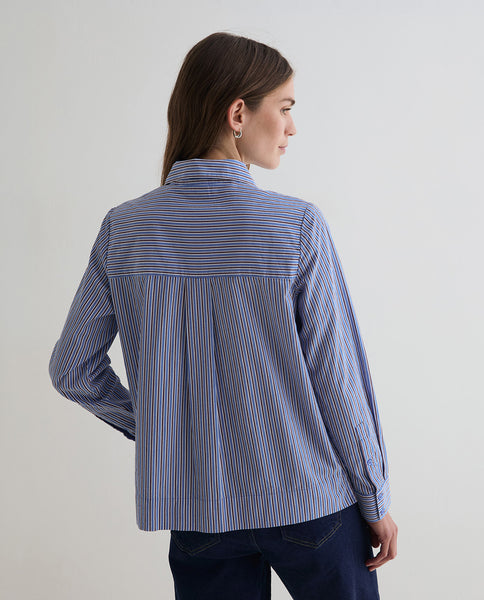 Yerse Organic Cotton Stripe Shirt, Blue