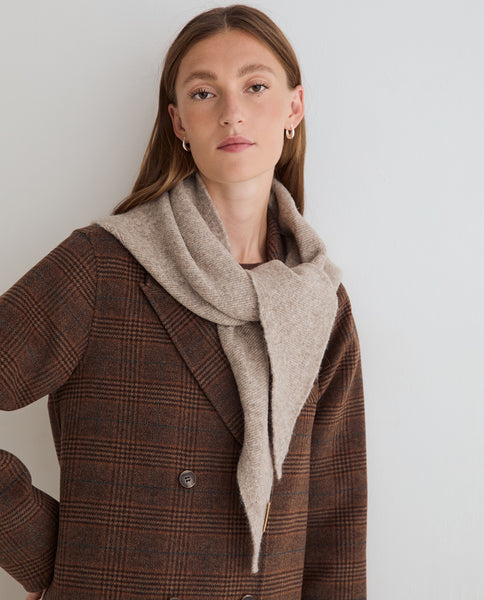 Yerse Wool Blend Triangle Scarf, Sand