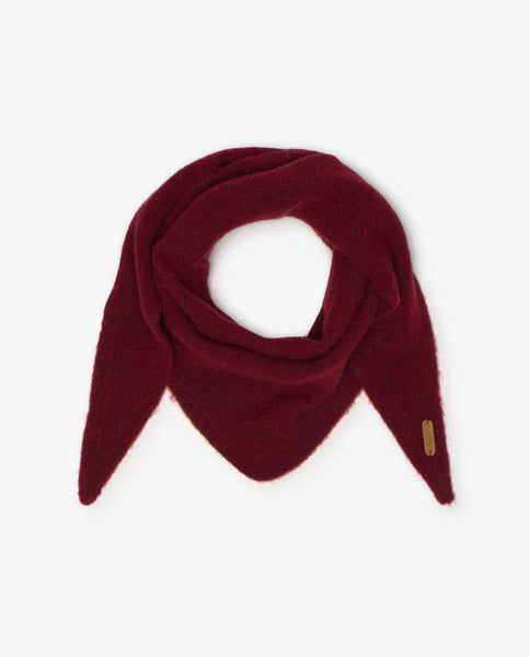 Yerse Wool Blend Triangle Scarf, Burgundy