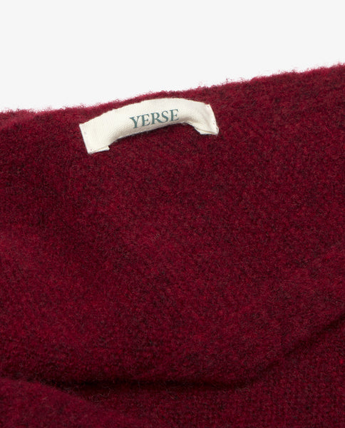 Yerse Wool Blend Triangle Scarf, Burgundy
