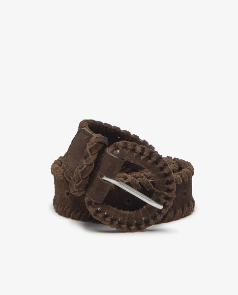 Yerse Suede Belt, Chocolate