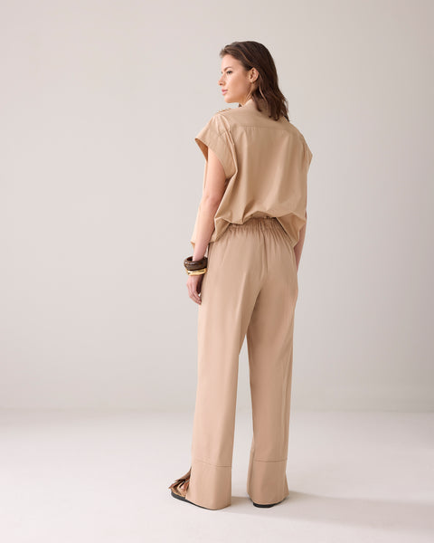 SUMMUM Cotton Stretch Trousers, Sesame