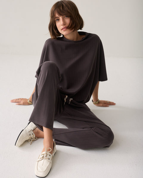 Summum Scuba Trouser, Dark Chocolate Pin Stripe