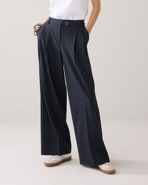 SUMMUM Boyfriend Pinstripe Blazer, Midnight Blue