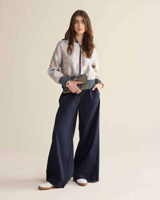 SUMMUM Soft Wide Leg Trousers, Midnight Blue