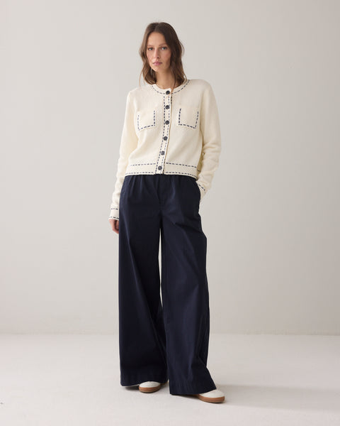 SUMMUM Soft Wide Leg Trousers, Midnight Blue