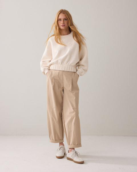 SUMMUM Cocoon Fit Trousers, Brick Red - Flax In Bloom