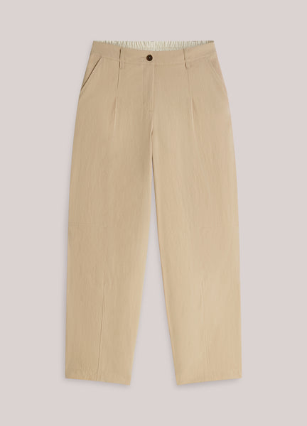 SUMMUM Cocoon Fit Trousers, Beige - Flax In Bloom