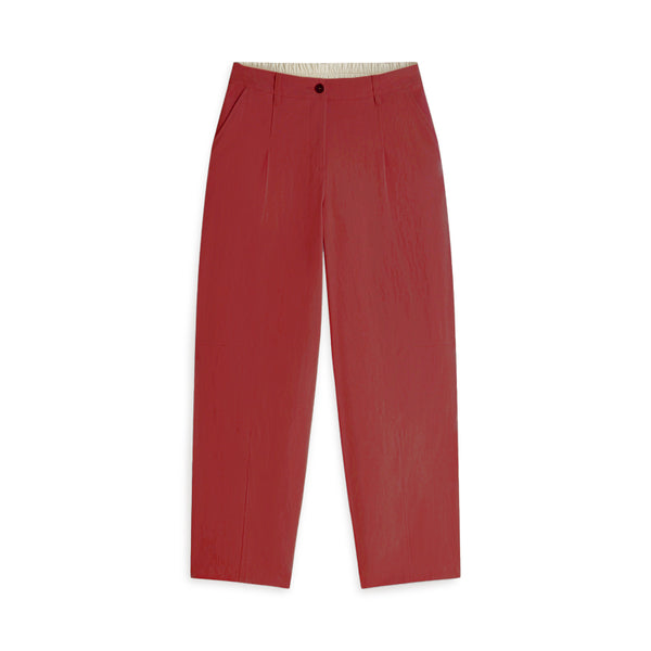 SUMMUM Cocoon Fit Trousers, Brick Red - Flax In Bloom