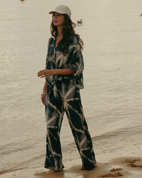 SUMMUM Tie Dye Trousers, Blue Noir