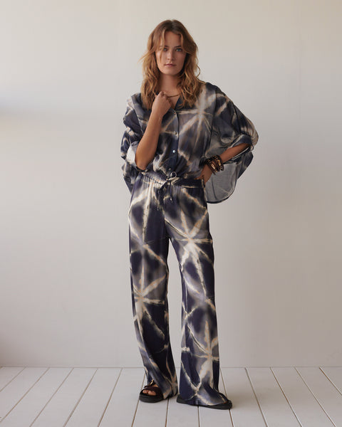SUMMUM Tie Dye Trousers, Blue Noir