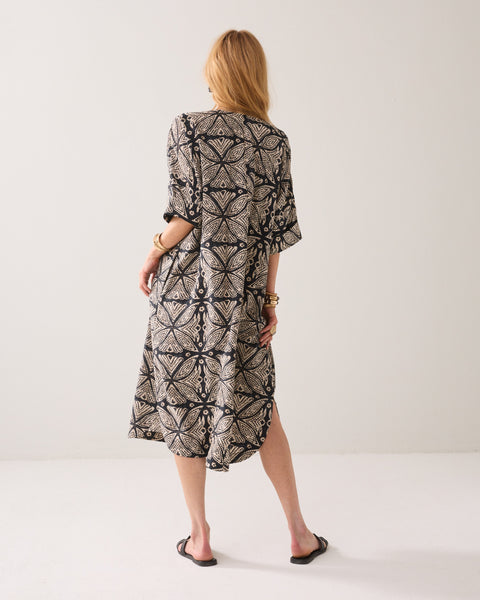 SUMMUM Ethnic Print Dress, Black