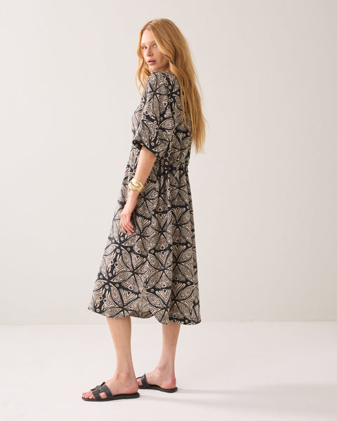 SUMMUM Ethnic Print Dress, Black