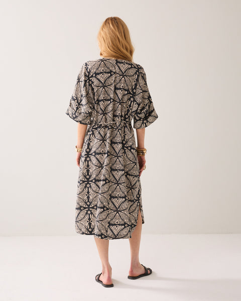 SUMMUM Ethnic Print Dress, Black