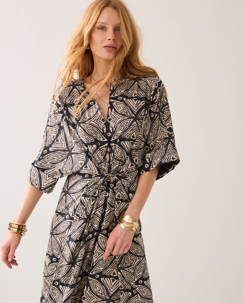 SUMMUM Ethnic Print Dress, Black