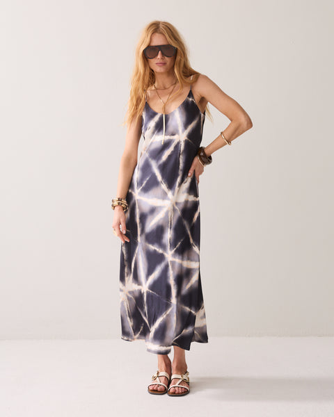 SUMMUM Tie Dye Dress, Blue Noir