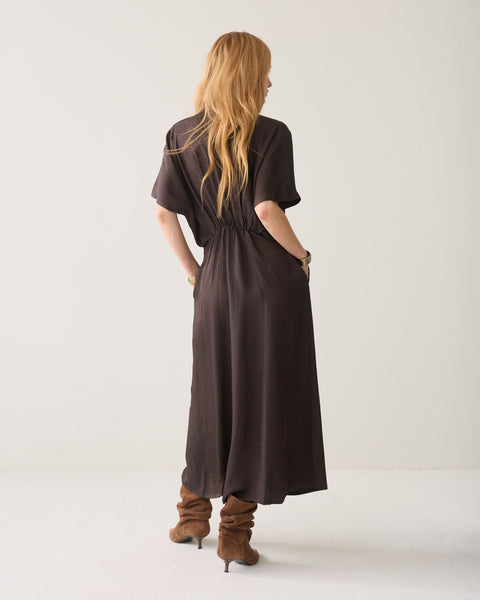 SUMMUM Button Down Dress, Dark Chocolate