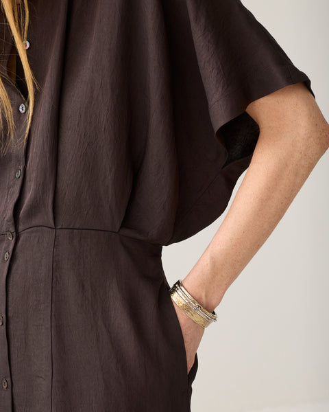 SUMMUM Button Down Dress, Dark Chocolate