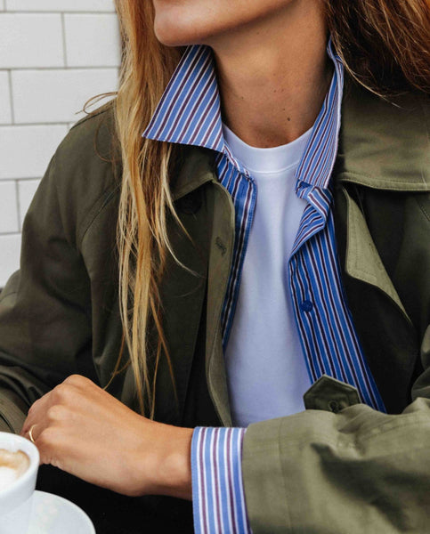 Yerse Organic Cotton Stripe Shirt, Blue