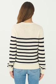 Pieszak Manilla Stripe Knit, White Pearl with Navy