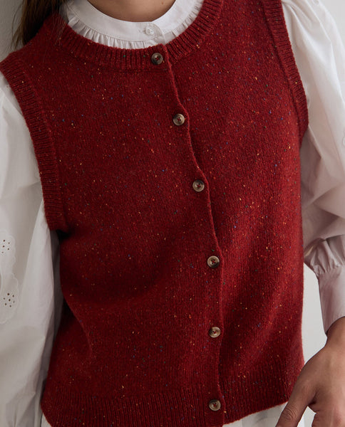 Yerse Tweed Vest, Red