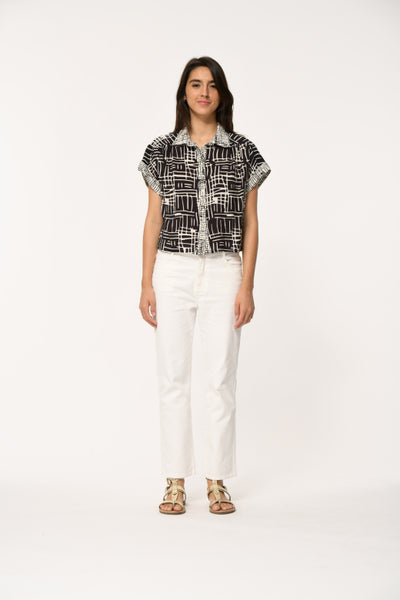 La Fee Maraboutee Felice Blouse, Black and Cream