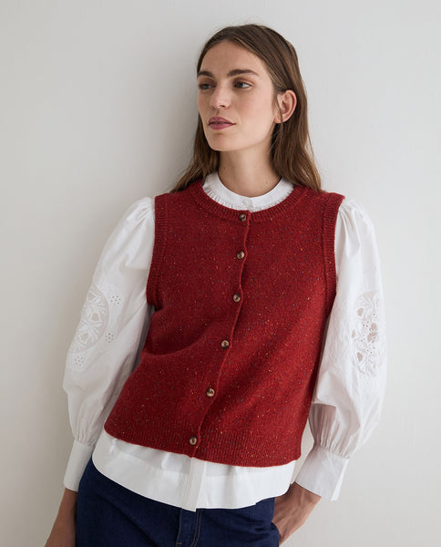 Yerse Tweed Vest, Red