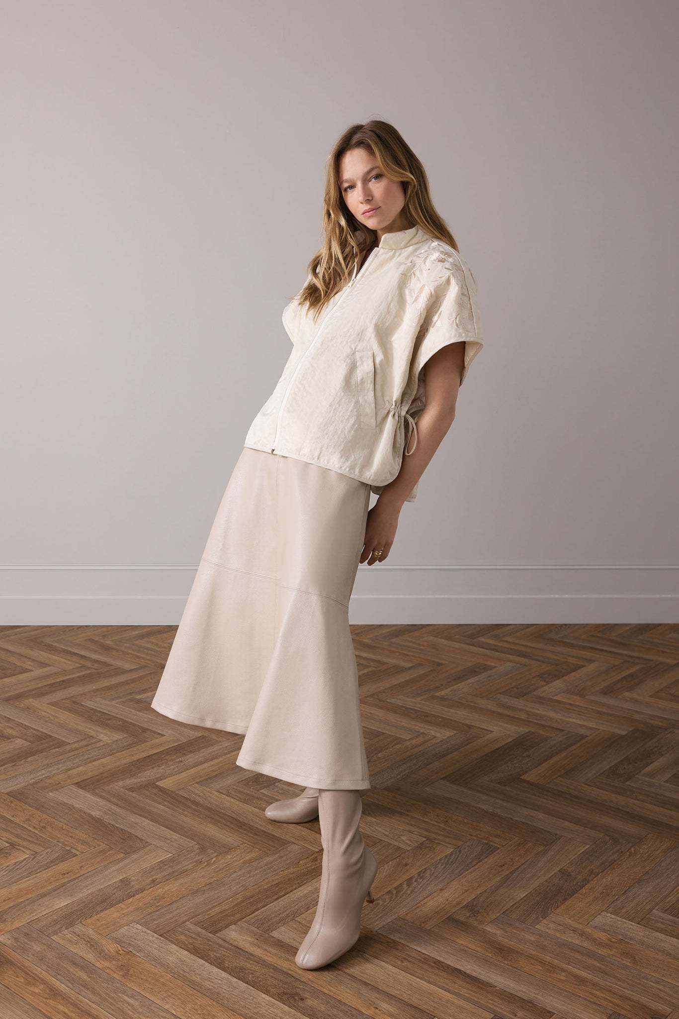 SUMMUM Faux Leather Skirt, Ash