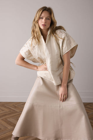 SUMMUM Padded Embroidered Gilet, Ivory
