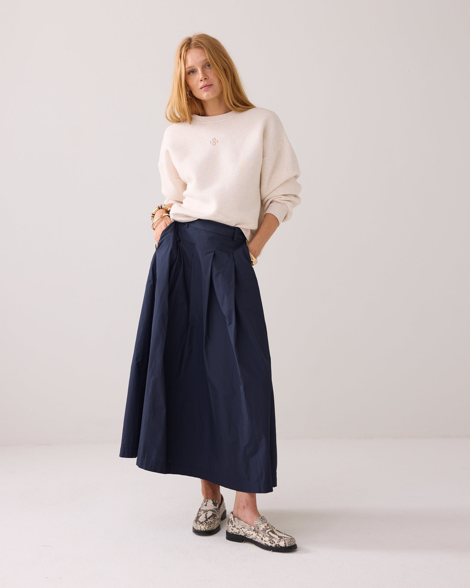 SUMMUM Skirt Taft Light, Midnight Blue
