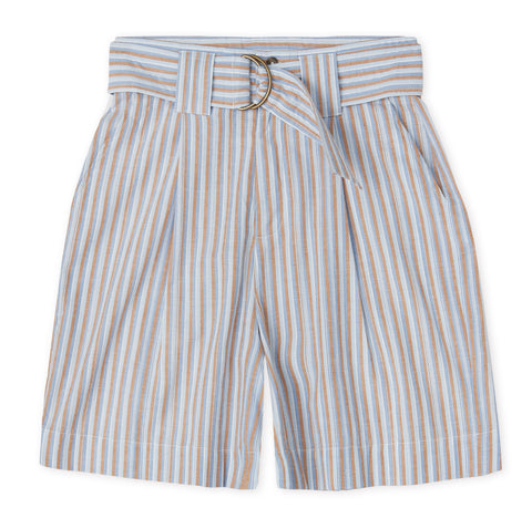 Yerse Cotton Shorts, Blue Stripe