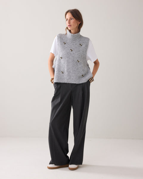 SUMMUM Spencer Embellished Knit, Mist Grey