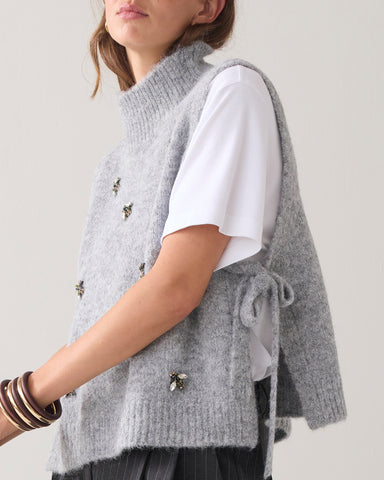 SUMMUM Spencer Embellished Knit, Mist Grey