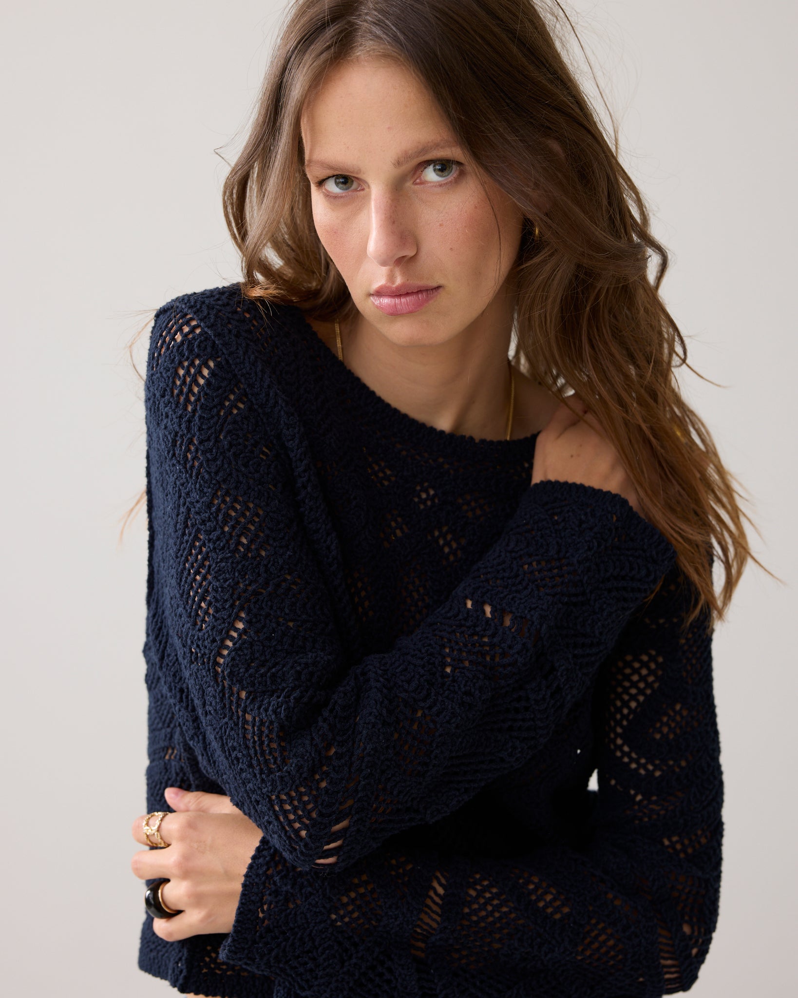 SUMMUM Macrame Knitwear, Midnight Blue