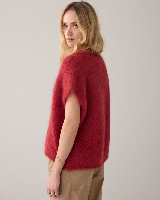 SUMMUM Spencer Cardigan, Brick Red - Flax In Bloom