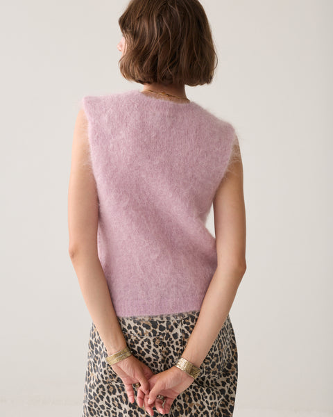 SUMMUM Mohair Sleeveless Knit, Faded Pink